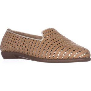 Aerosoles Womens Betunia Tan Woven Leather Slip On Comfort Loafer Flats Size 7.5